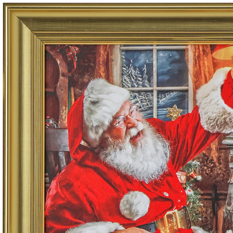 16"X16"Framed Santa Xmas Eve Painting - 16" x 16"