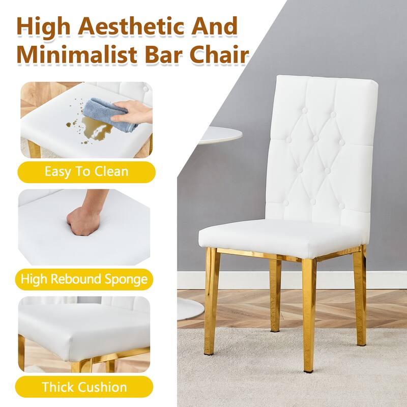 Simple Dining Chair Side Chair Vanity Chair Meeting Room Chair Leather Chair White Chair with Metal Legs