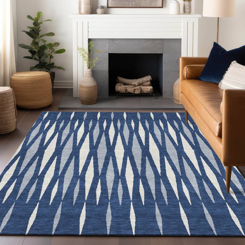 Machine Washable Indoor/ Outdoor Chantille Contemporary Mosaic Rug
