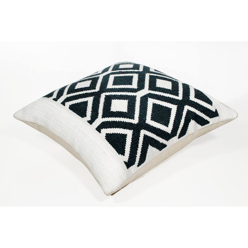 20" Navy Blue and White Tile Design Square Throw Pillow