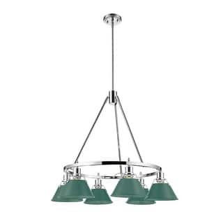 Orwell 6-Light Chandelier in Chrome with Pine Green - 6 Light Chandelier