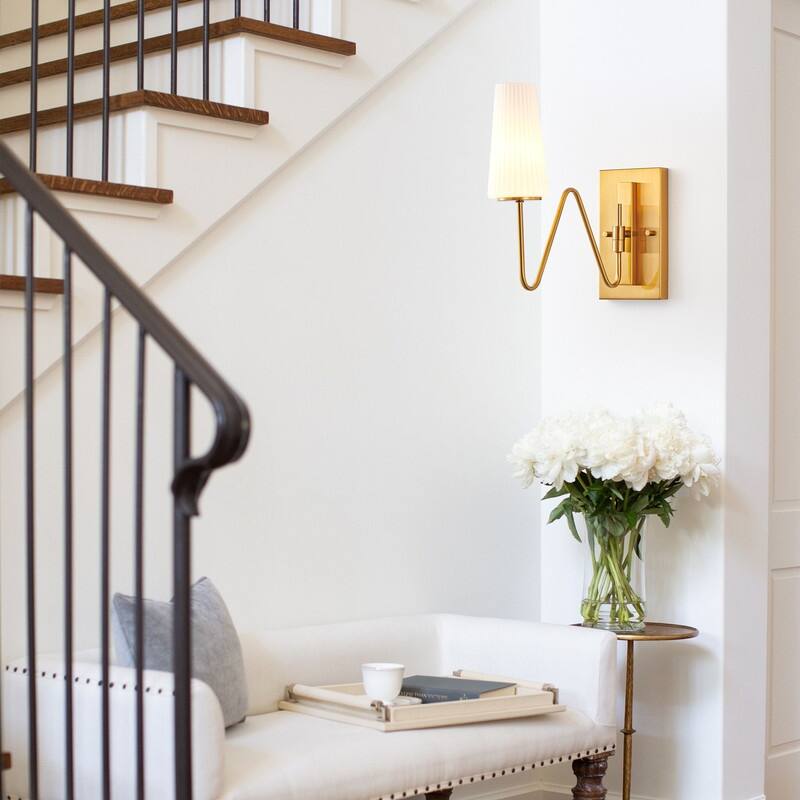 KAWOTI Modern Glam Wall Sconce with Adjustable Arm - W5.13" x D15" x H13.75"