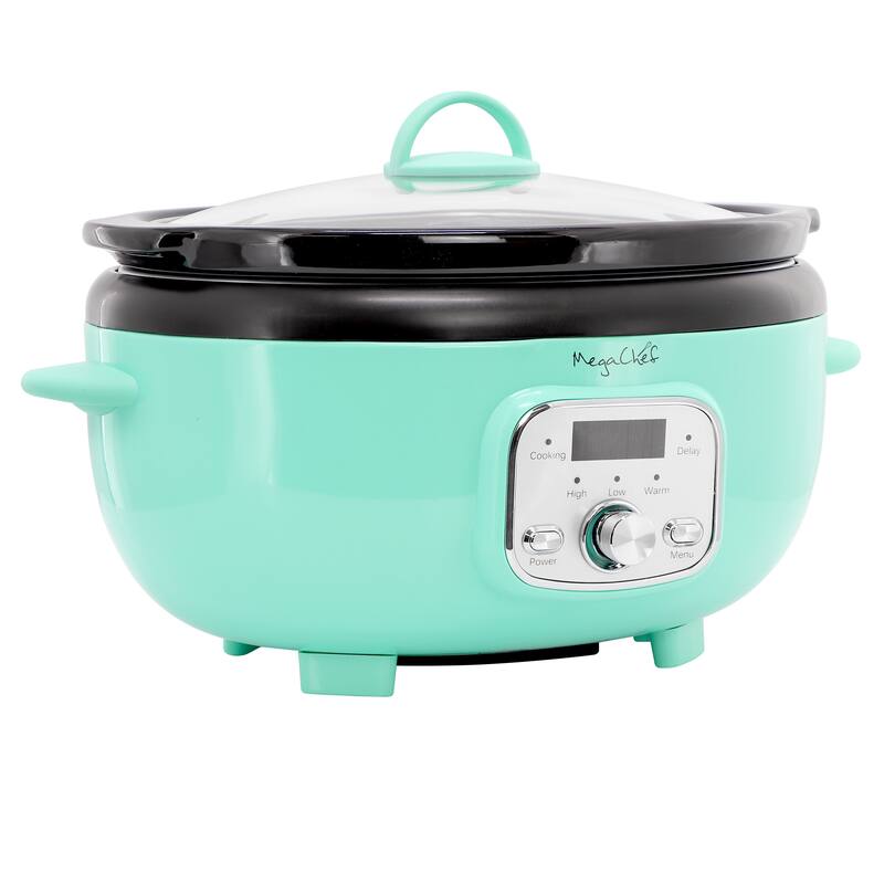 3.5 Liter Digital Display Electric Slow Cooker in Teal