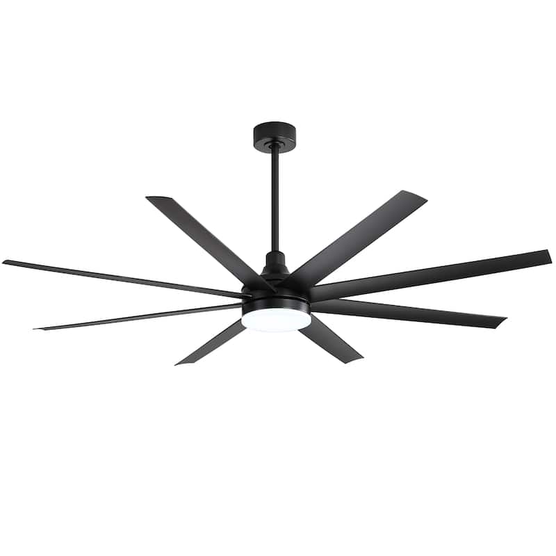 72 Inch Black Morden LED Ceiling Fan with Light Remote(8-Blade)