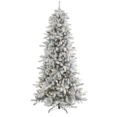 7.5' Flocked Livingston Fir Artificial Christmas Tree with Pine Cones