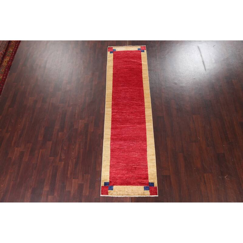 Oriental Gabbeh Kashkoli Wool Runner Rug Hand-knotted Hallway Carpet - 2'8" x 9'11"