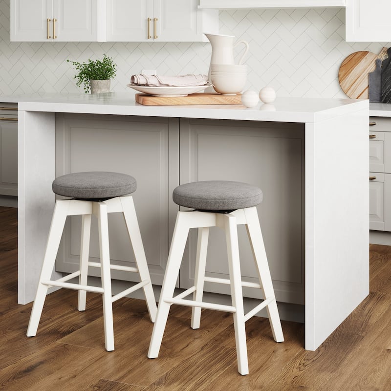 Nathan James Amalia Backless Counter Height 360 Swivel Seat Wood Bar Stool