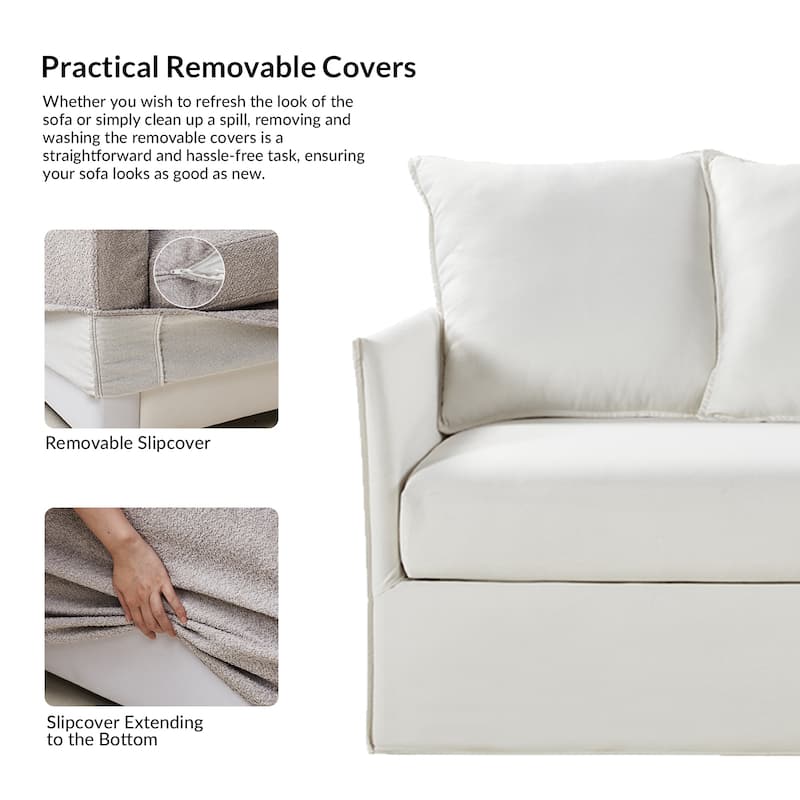 Gottfried 80" Slipcovered Sofa with Removable Cushions by HULALA HOME