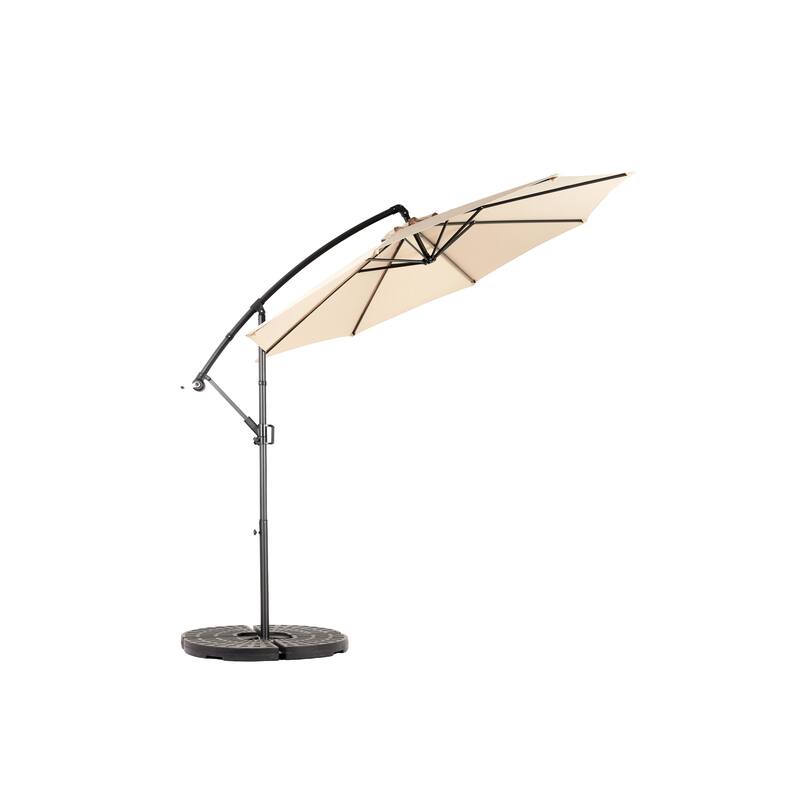Hanging Patio Umbrella Polyester Parasol with Tilt Adjustment 8 Ribs, for Backyard Poolside - (Dark Green)