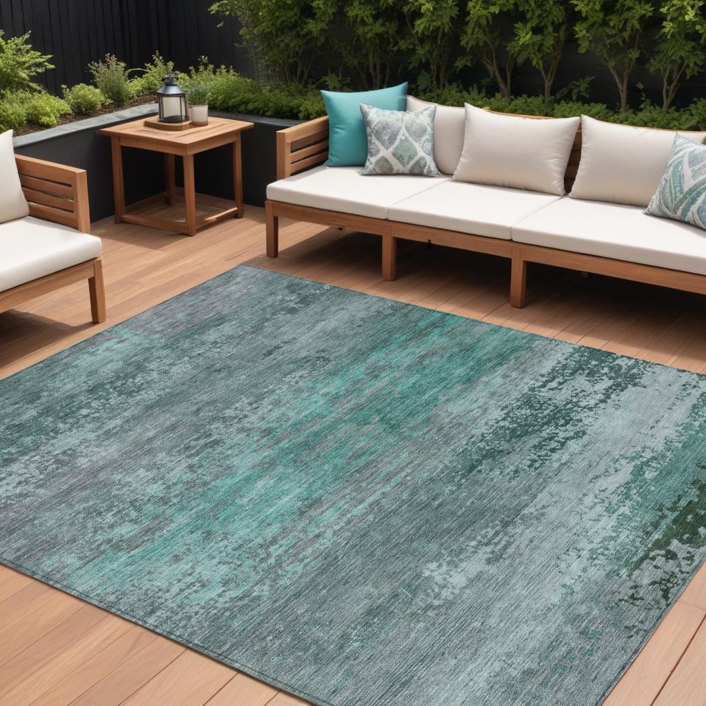 HomeRoots Abstract Transitional Rectangle Outdoor Rug