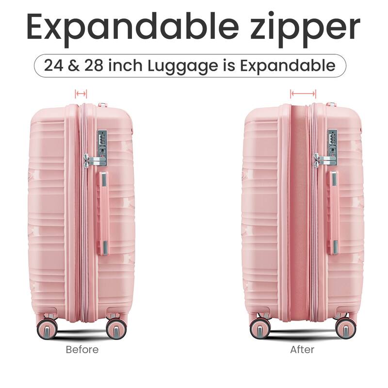 Luggage 4 Piece Sets(14/20/24/28), Carry on Hard Shell Lightweight Expandable Suitcase Set with Spinner Wheels & TSA Lock