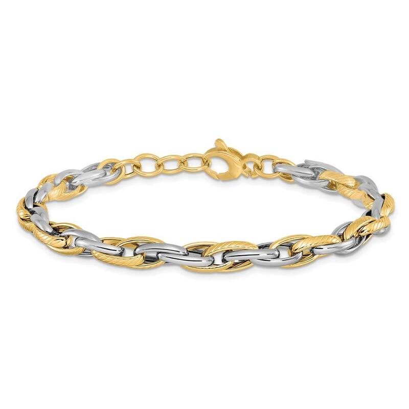 Curata 4.67mm 14k Two tone Gold Polished With .5inch Ext. Bracelet 7.5 Inch