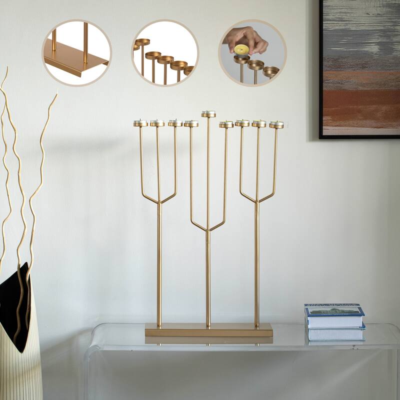 Modern Design Hanukkah Menorah Exceptional presentational piece, 9 Branch Tea Light Candle Holders