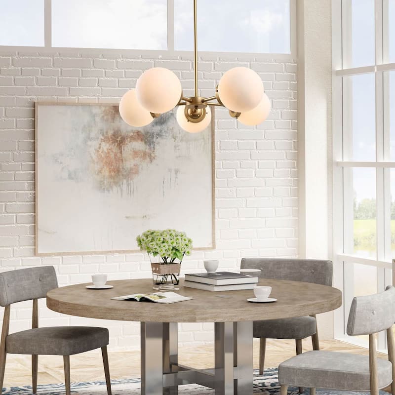 Siya Modern 5-light Frosted Glass Wheel Chandelier for Kitchen Island Bedroom - D24"x H6"