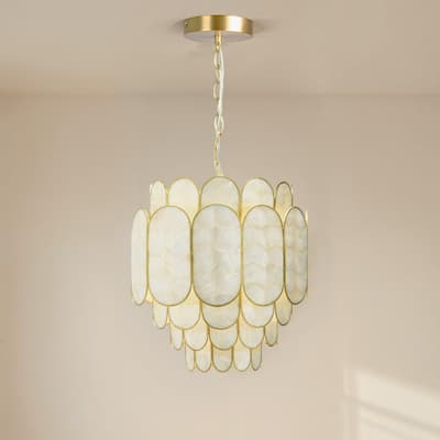 4-Tier Capiz and Metal Chandelier
