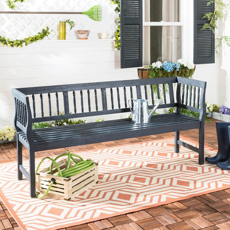 SAFAVIEH Anjali Outdoor Bench - 68Wx20Dx32H - Dark Slate Grey