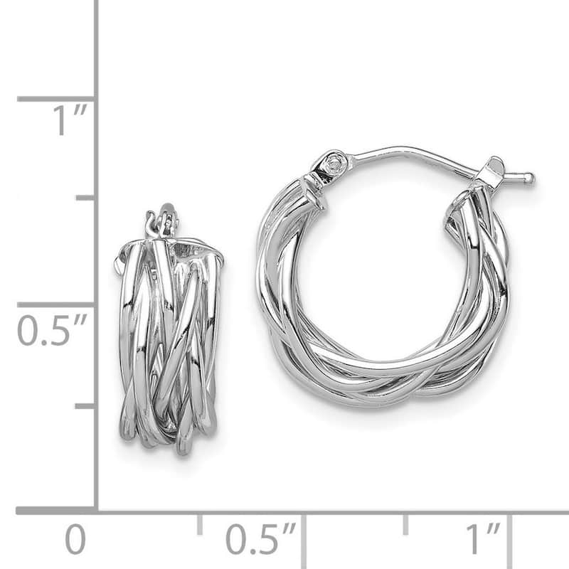 Curata 14k White Gold Polished Braided Hoop Earrings - 16.5x7mm