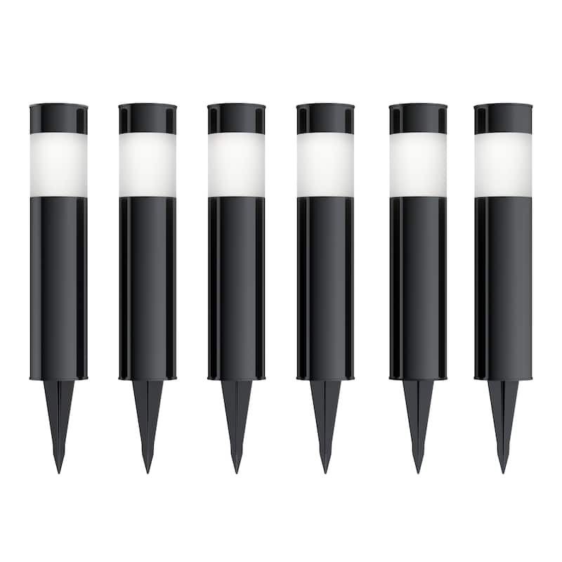 Solar Path Bollard Lights, Set of 6 15" Pure Garden - Black