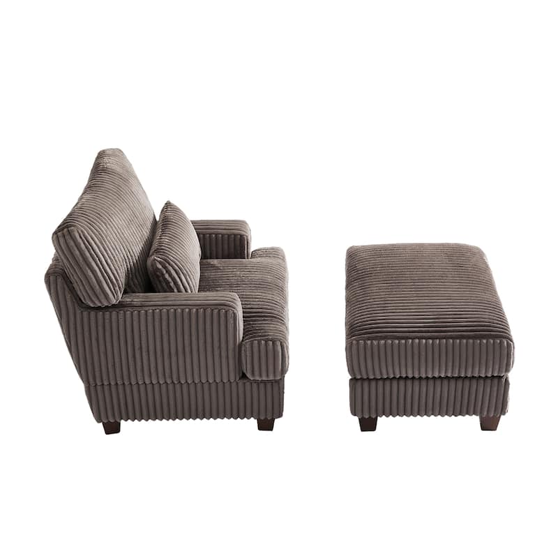 36" W Upholstered Chaise Lounge Oversized Accent Chair with Ottoman
