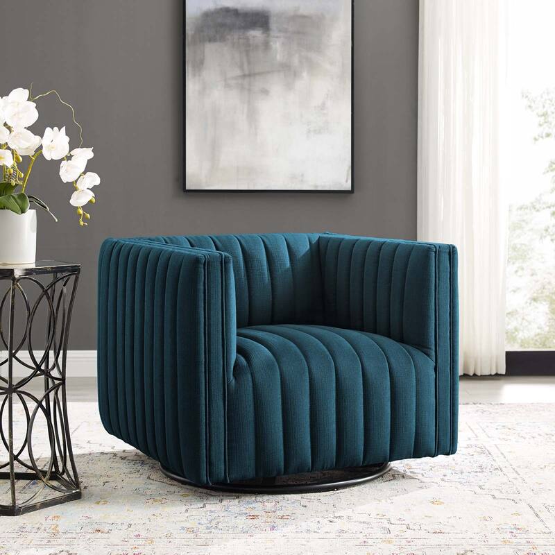 Perception Tufted Swivel Upholstered Armchair
