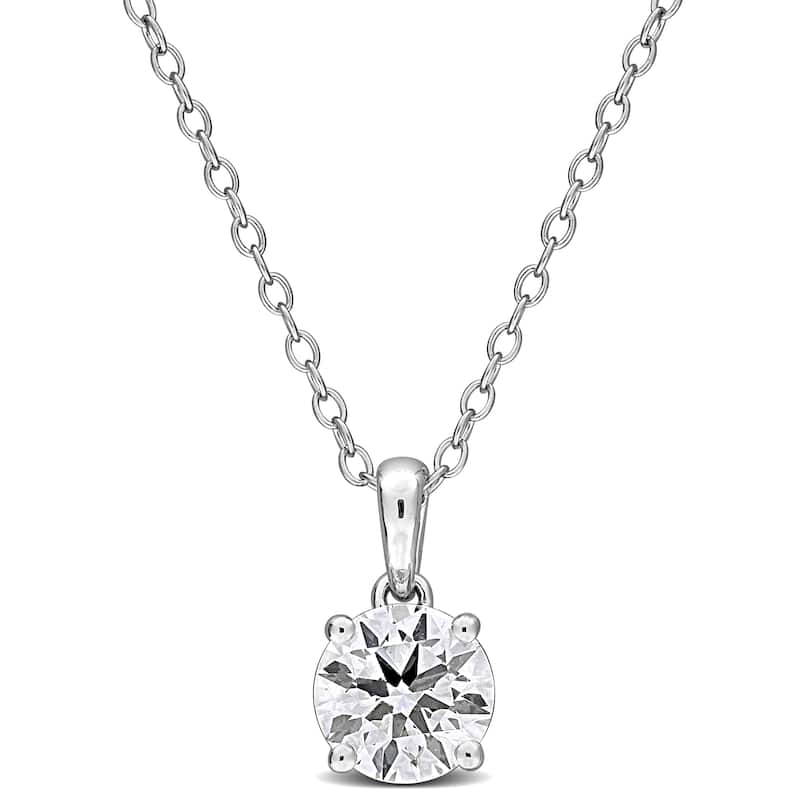 Miadora Sterling Silver Lab Grown Diamond Solitaire Necklace 1/10 to 1ct tw (GH VS1;VS2) - 1