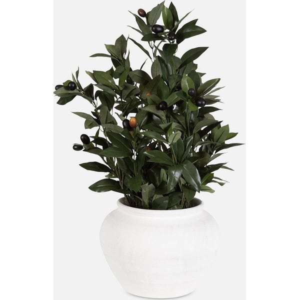 slide 2 of 2, Uttermost 60236 Elena Olive 28" Tall Ceramic Faux Flora Planter Off-White