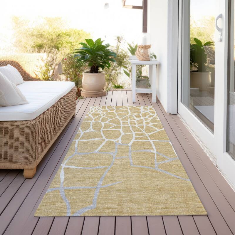 Machine Washable Indoor/ Outdoor Abstract Webby Chantille Rug
