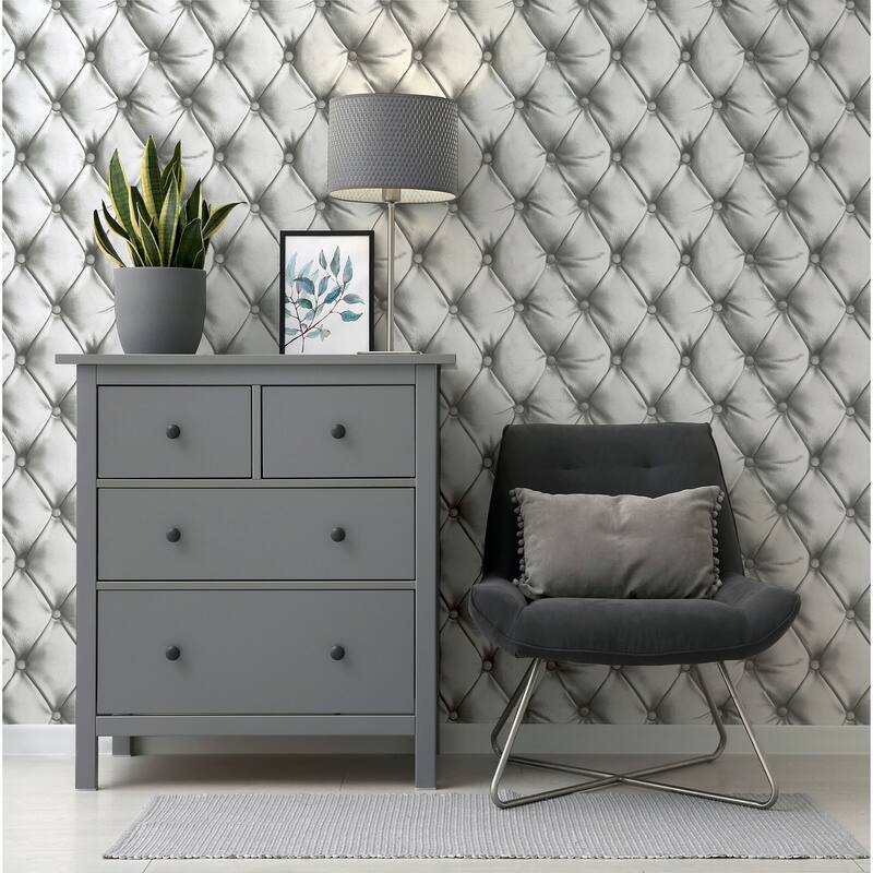 Arthouse Ella Silver Tufted Wallpaper