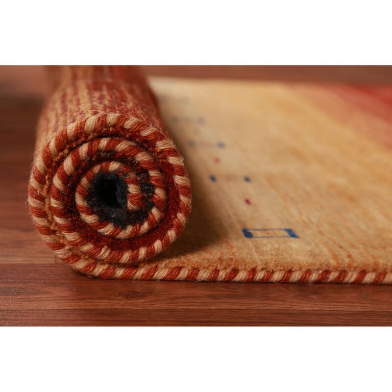 Hand Knotted Oriental 100% Wool Carpet Tribal Animal Pictorial Oranges & Rust Gabbeh Area Rug - 4' 11'' X 3' 2''