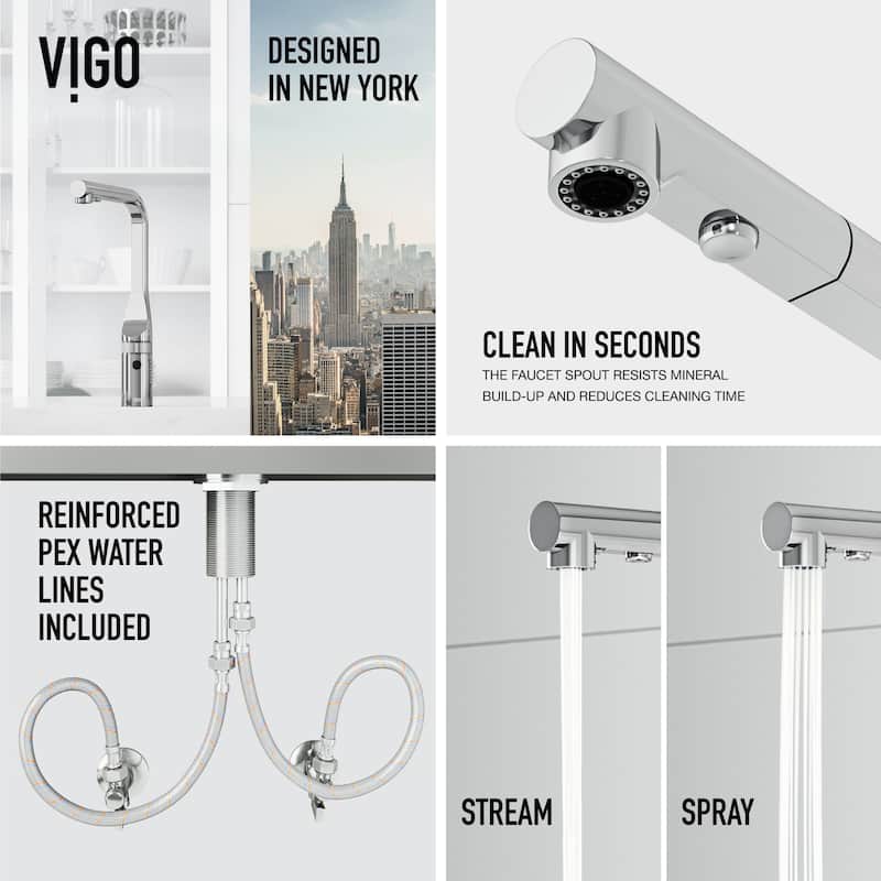 VIGO Jewel 15" H Touchless Pull-Out Sprayer Kitchen Faucet