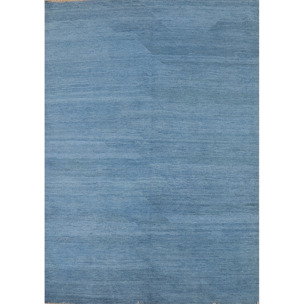 Blue Modern Gabbeh Oriental Rug Handmade Wool Carpet - 4'8"x 6'7"