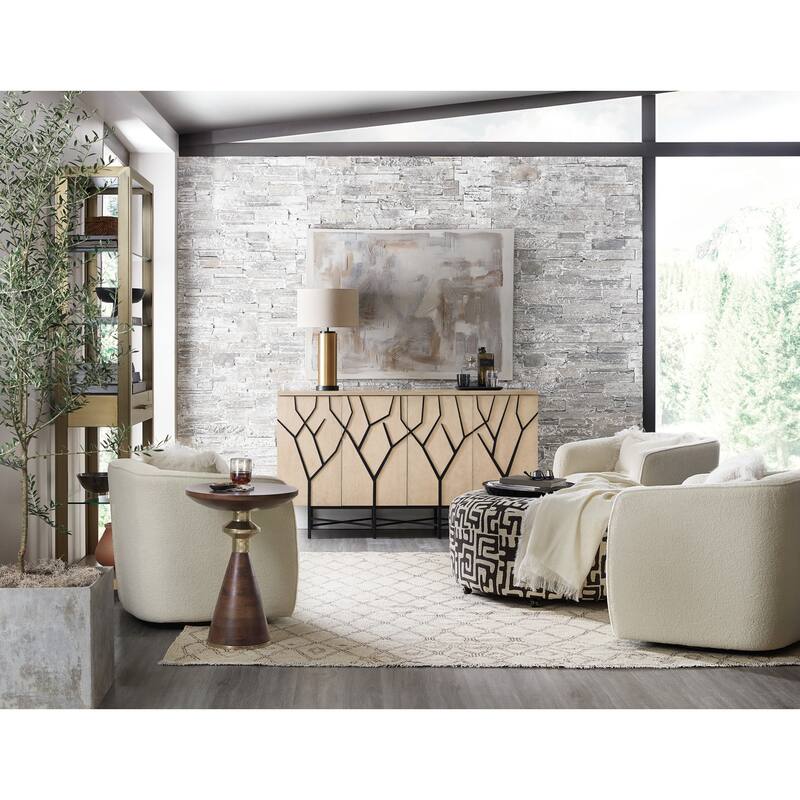 Hooker Furniture 628-50138 Melange Claire 18" Wide Wood Top Aluminum