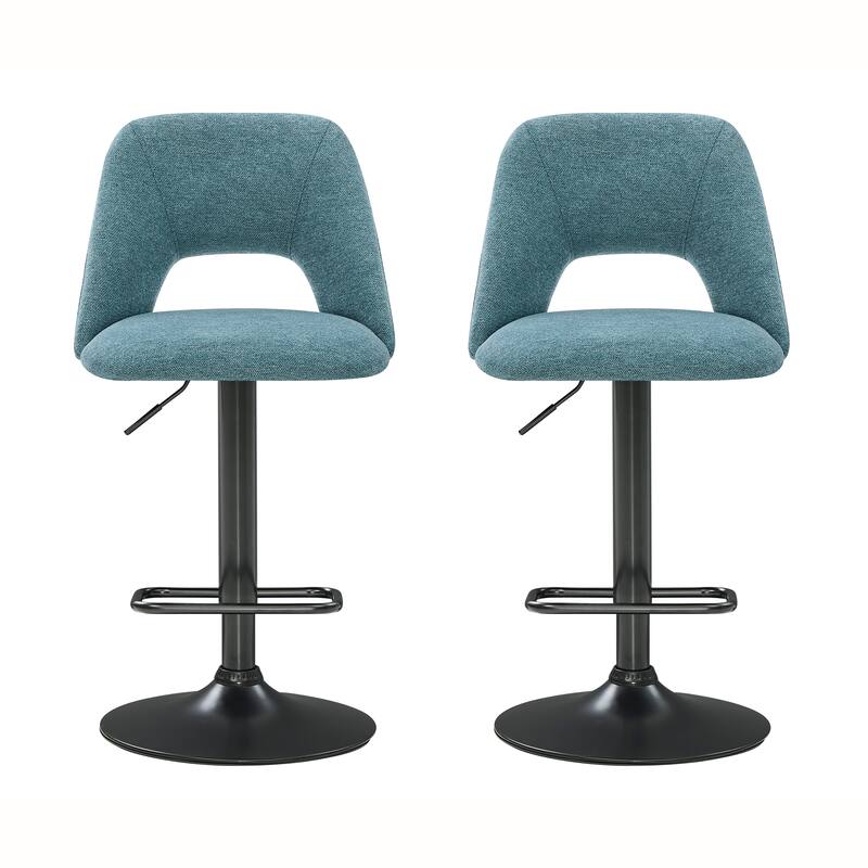 Roundhill Furniture Nuvia Contemporary Adjustable Barstool with Upholstered Swivel Seats, Set of 2