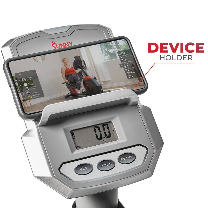 Sunny Health & Fitness Essentials Series Magnetic Smart Recumbent Bike with SunnyFit® App Bluetooth Connectivity