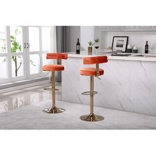 Retro Style Round Seat Swivel Bar Stools with Metal Base(2Pcs/Ctn