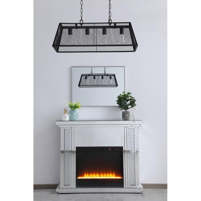 Crystal Mirrored 47.5-inch Fireplace Mantle - N/A