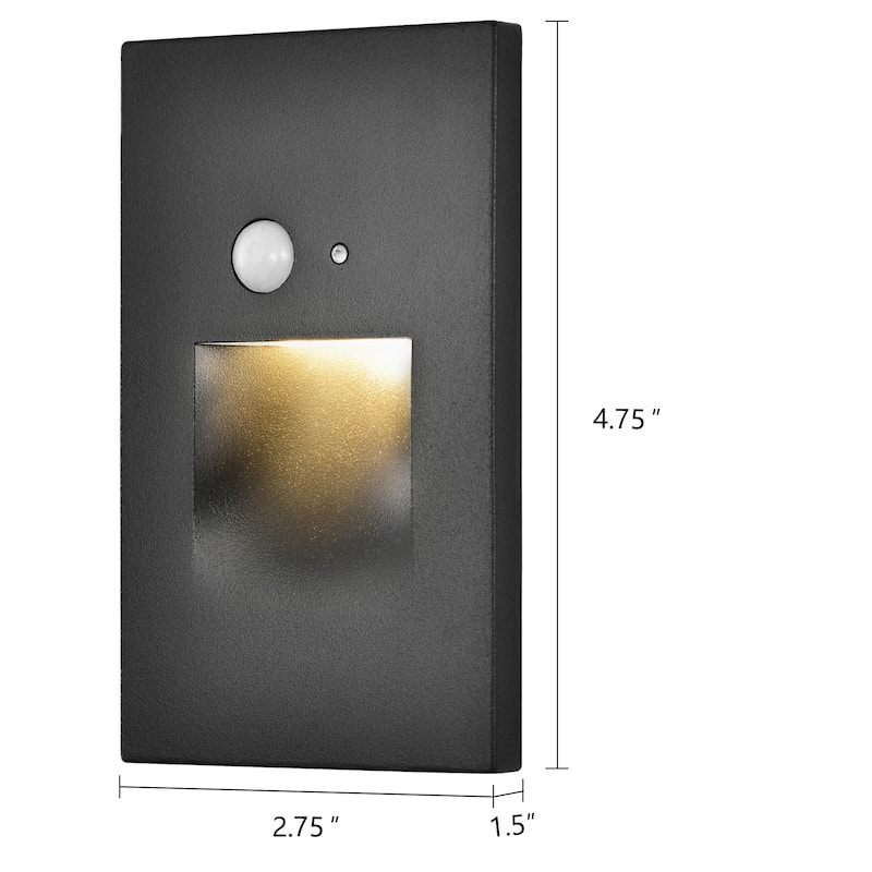 Hardwired White Motion Sensing Vertical LED Stair Light with Motion and Photocell Sensor