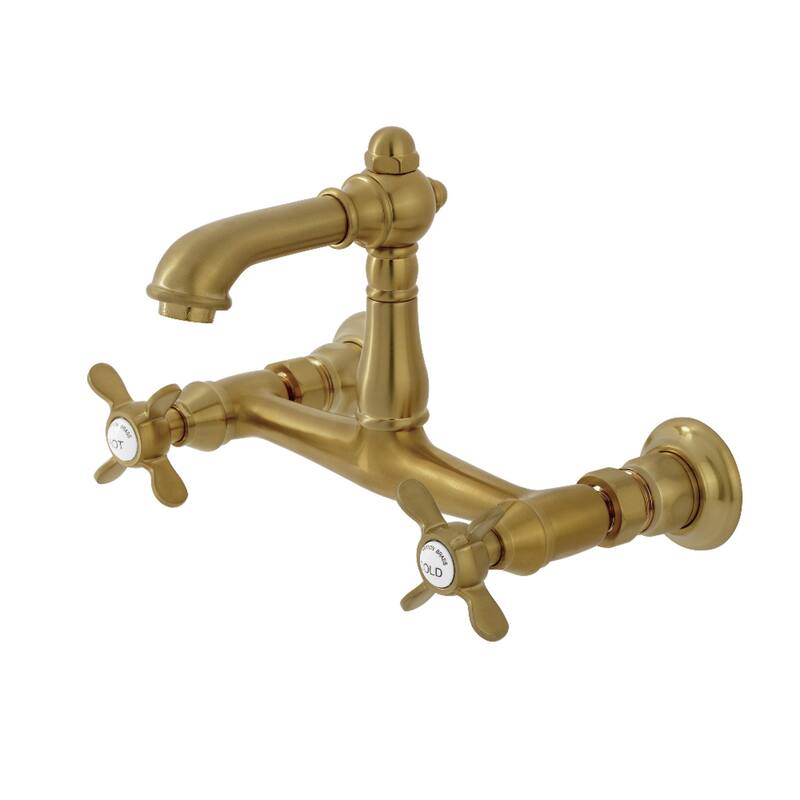 Kingston Brass Essex Two-Handle 2-Hole Wall Mount Bathroom Faucet - Brushed Brass