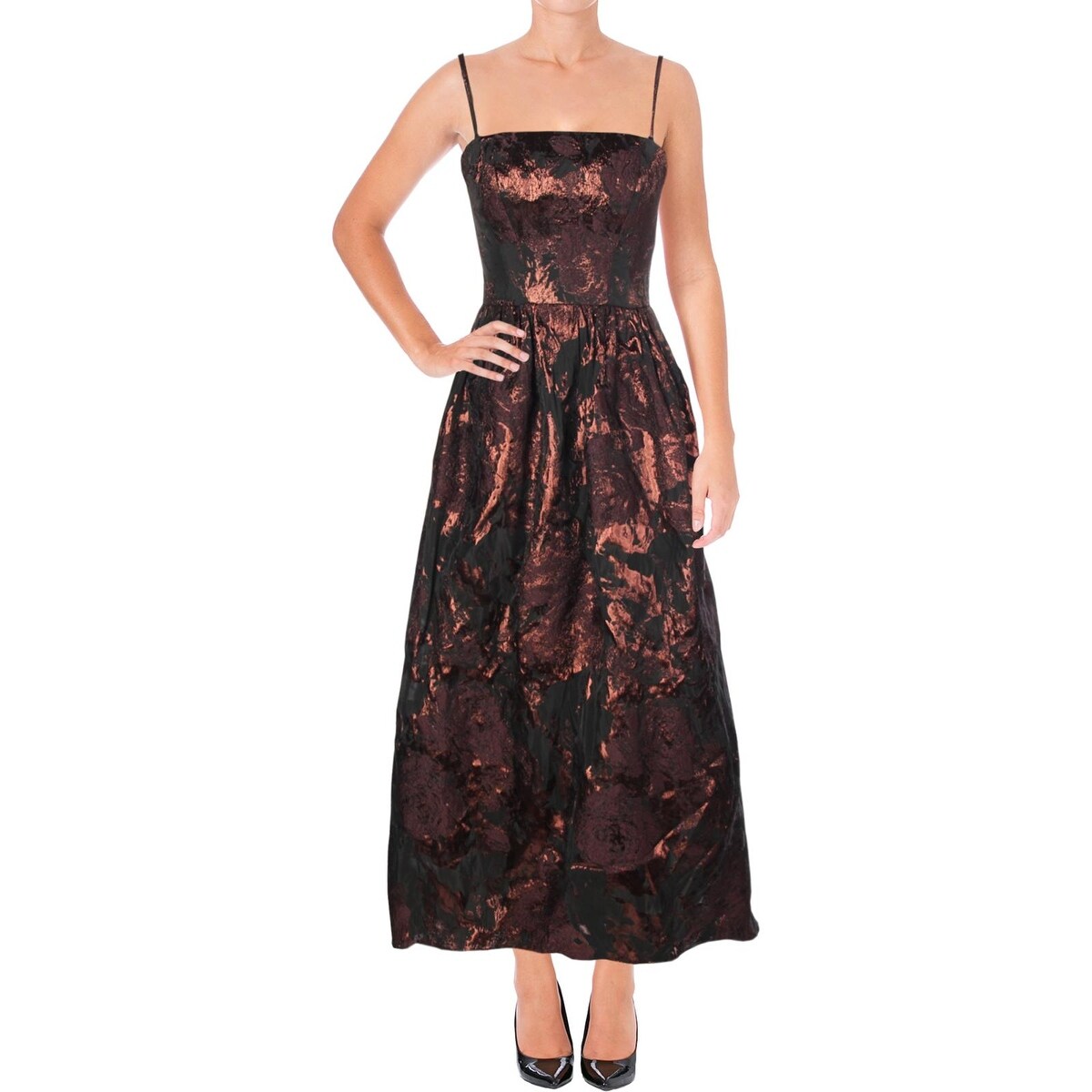 Shop Vera Wang Womens Evening Dress Metallic Ball Gown Overstock