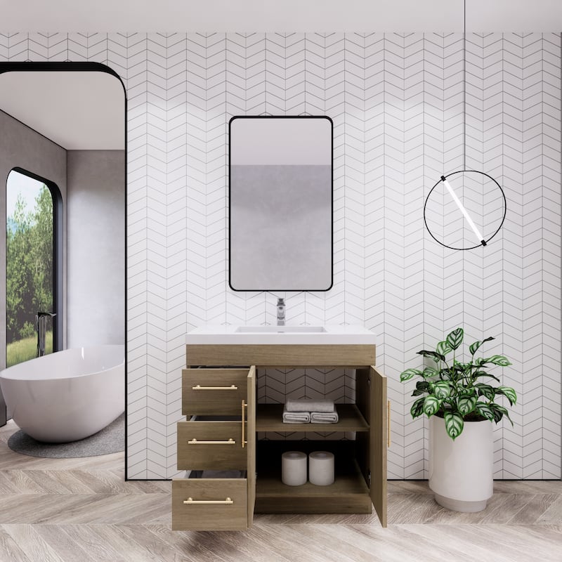 Eliza 36'' Freestanding Vanity(Left Drawers) with Single Sink