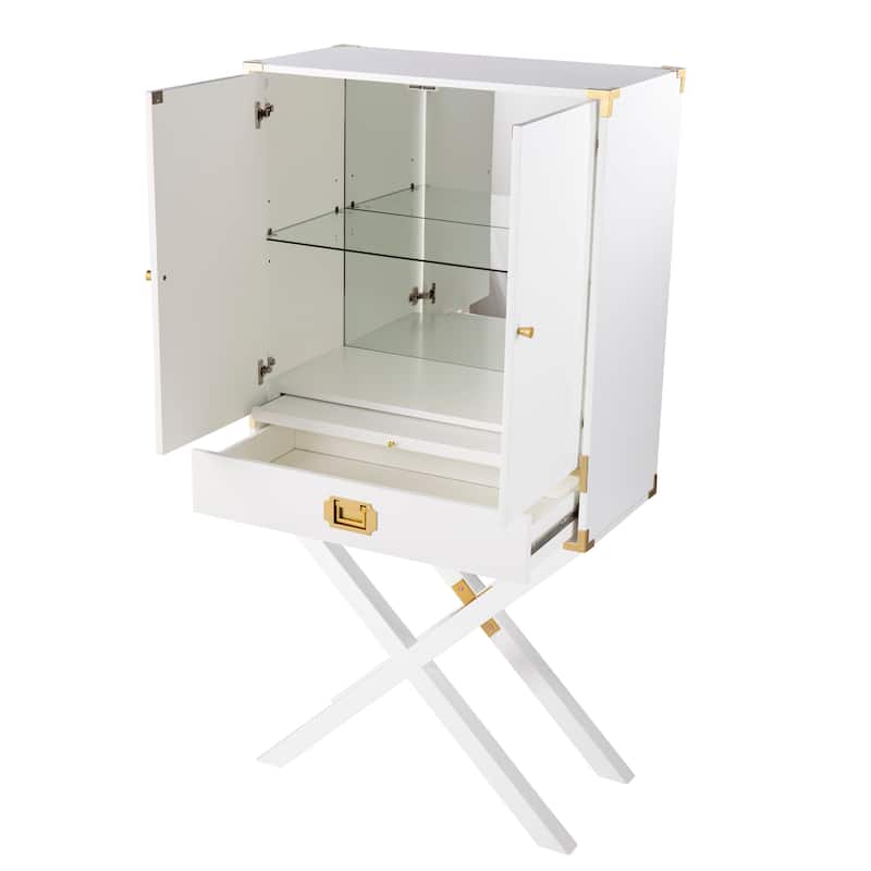 SEI Furniture Canna Transitional White Wood Bar Cabinet