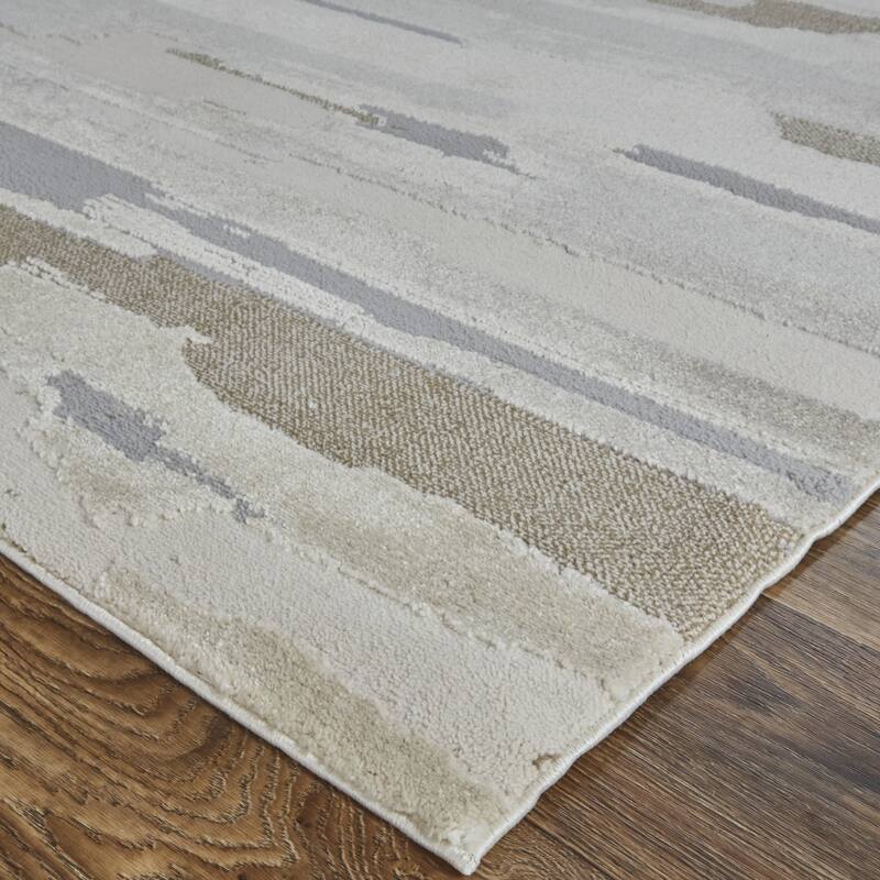 Vamex Power Loomed Distressed Abstract Stain Resistant Area Rug By HomeRoots - 114' X '79' X '0.63
