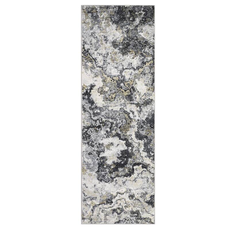 Machine Washable Area Rugs for Living Room, Modern Abstract Bedroom Rug, Low Pile Non-Slip Carpet