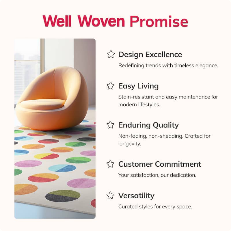 Well Woven Apollo Border Arch Modern Geometric Kids Flat-Weave Rug