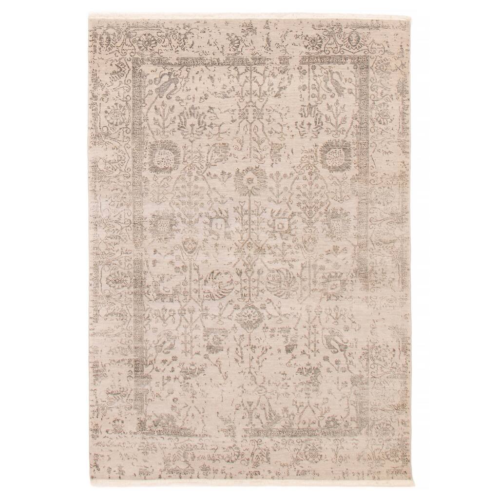 ECARPETGALLERY Hand-knotted Heritage Grey Silk, Wool Rug - 5'7 x 7'11
