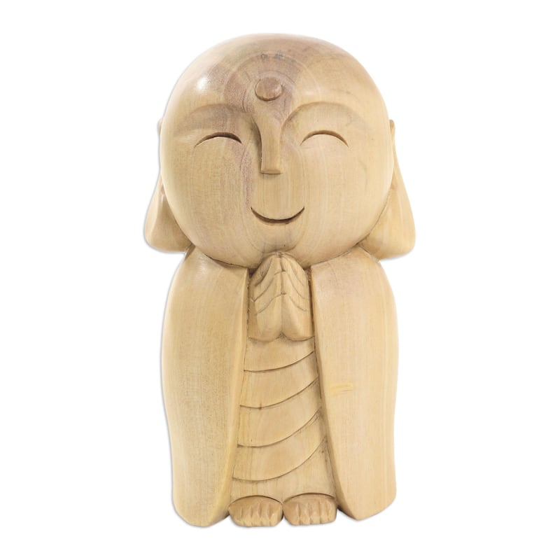 Novica Handmade Little Jizo Wood Statuette