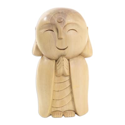 Novica Handmade Little Jizo Wood Statuette