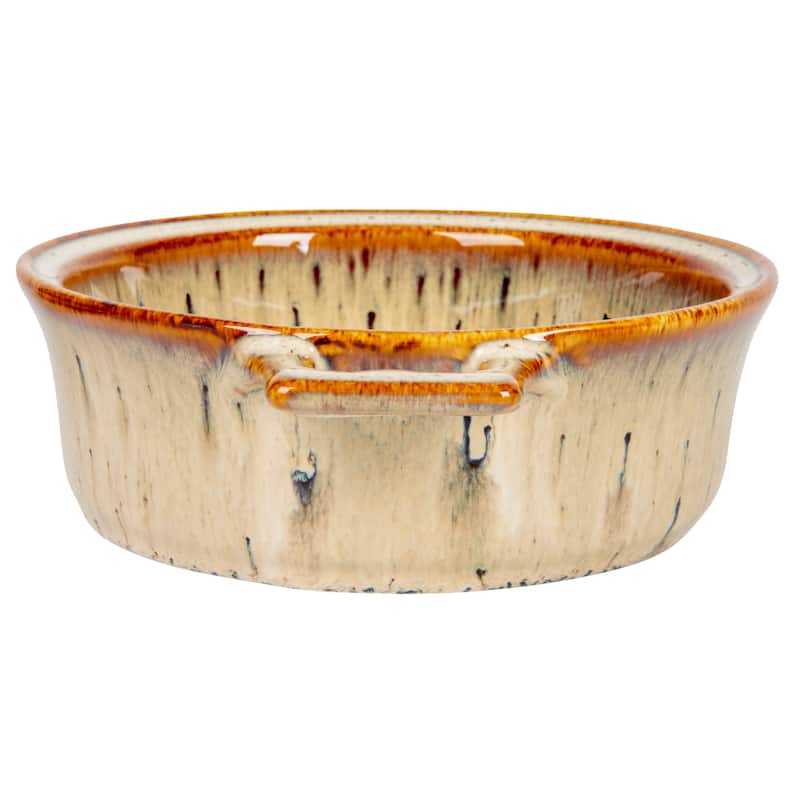 Stoneware Brie Baker with Bamboo Canapé Spreader Knife - 9.3"L x 7.0"W x 3.0"H