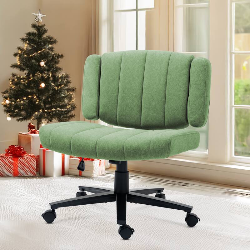 Fabric Criss Cross Swivel Office Chair, Computer Chair with Adjustable Height and Wide Seat, for Study Work Gaming, Green