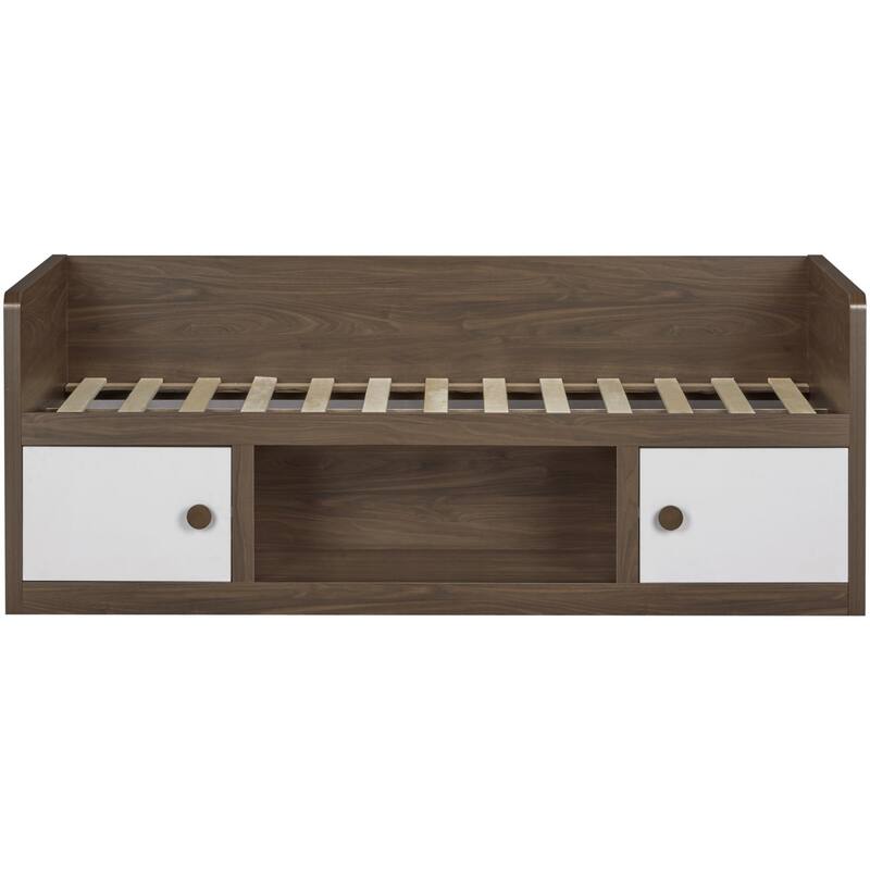Roomfitters Sierra Ridge Terra Twin Size Daybed with Storage Drawers, Two-Tone Walnut and White Finish